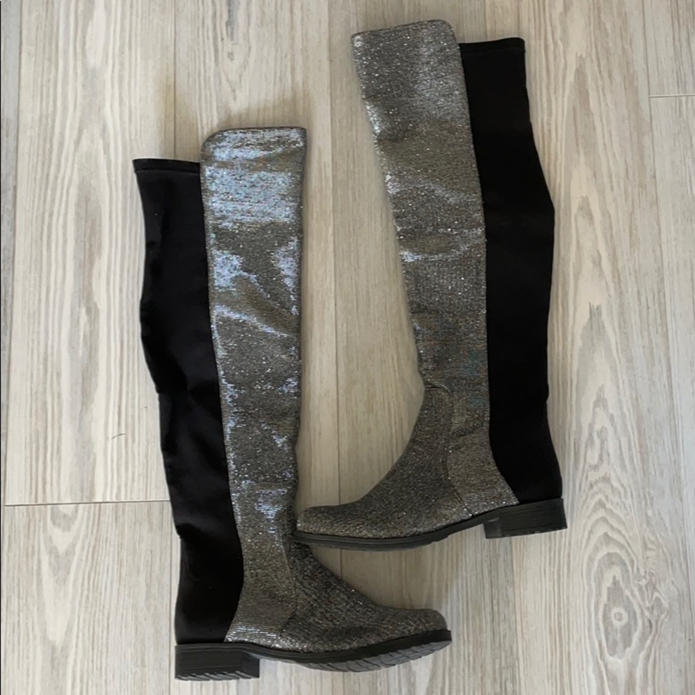 Over the knee sparkly boots